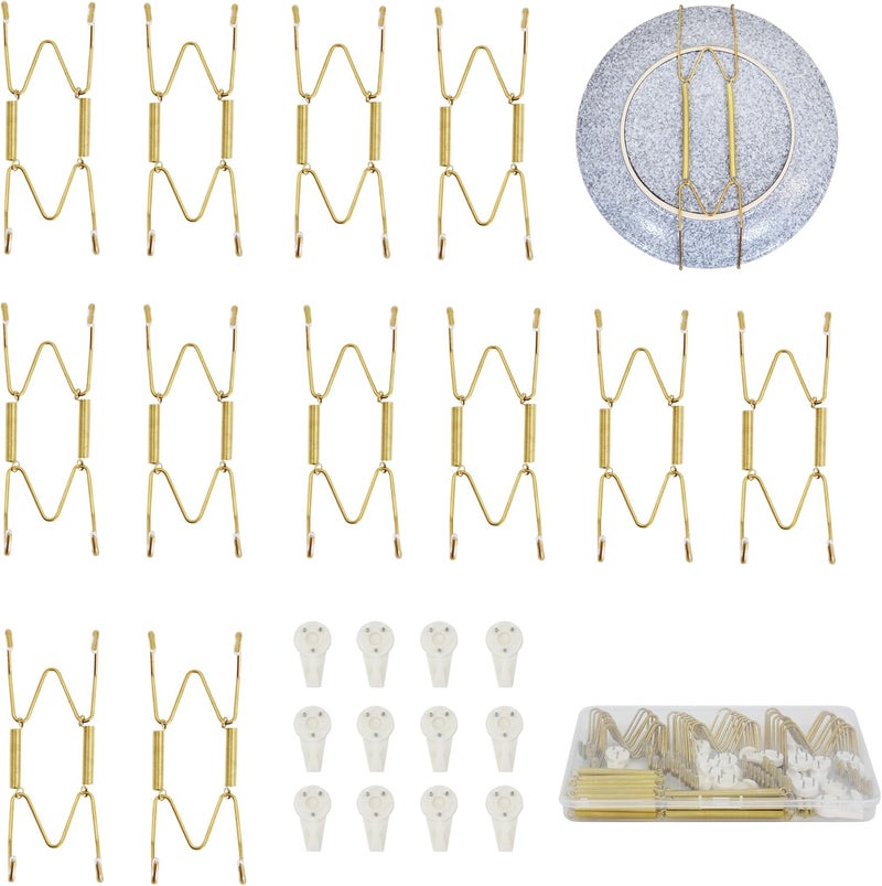 KAHIT 4 Inch Plate Hangers 12 Pack Plate Hangers for The Wall Suitable for 4-5 Inch Plate Wall Hangers for Display Invisible Decorative Plate Hooks for Hanging - Image 1